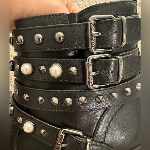 Guess Black Combat Moto Boots with Studded Detailing size 8.5 - Picture 7 of 7